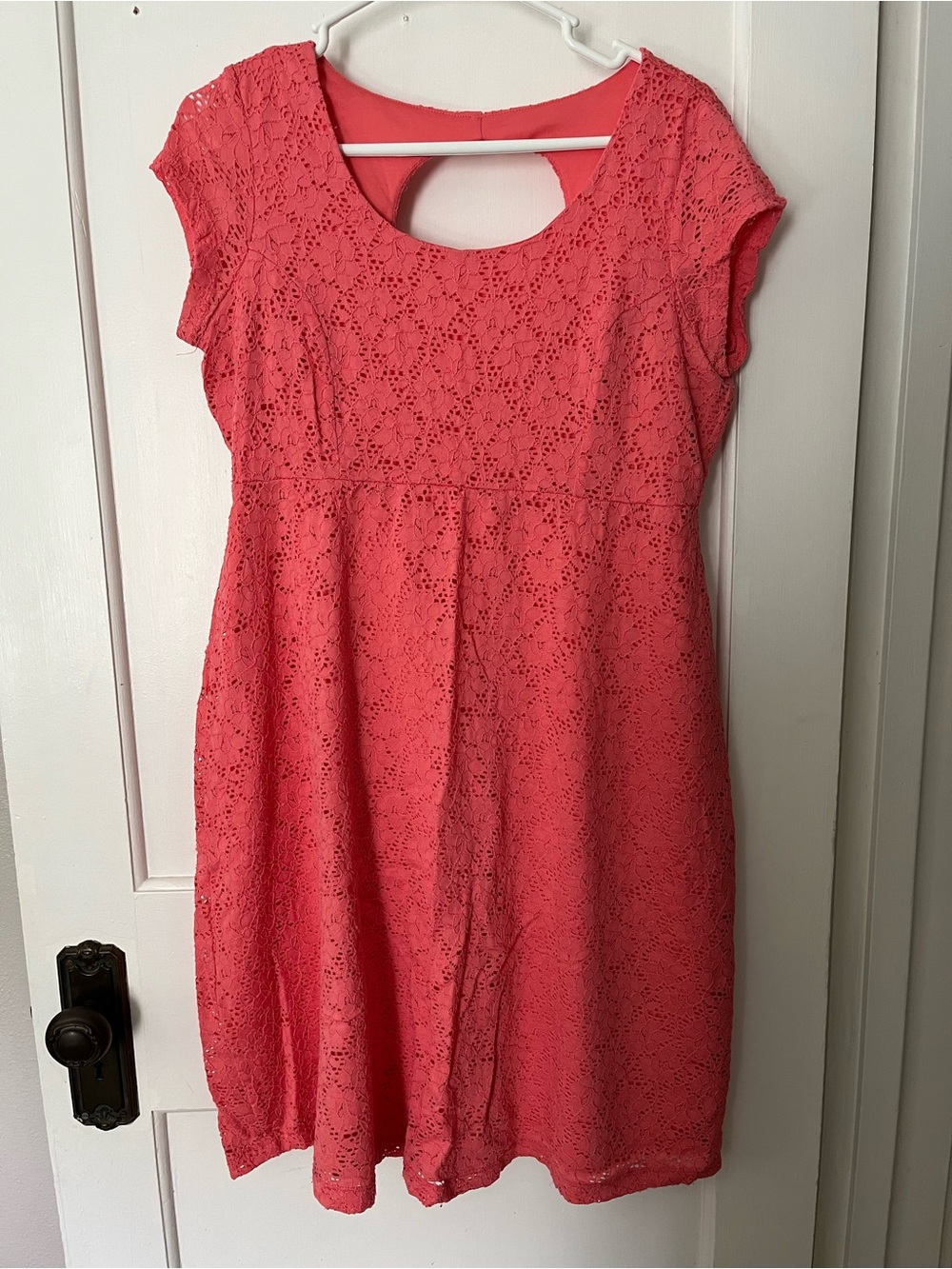 Maternity Lace Dress in Coral Pink